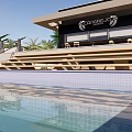 Modern Architecture Seaside Catering Architecture 3d model