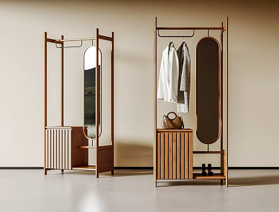Modern Hotel Hanger Solid Wood Hanger Floor Coat Rack 3d model