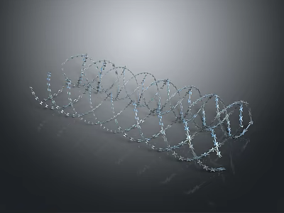 Weapon High Strength Barbed Metal Coiled Wire For Defensive Security Applications 3d model