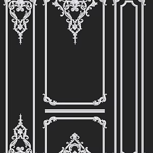 European style plaster line angle flower classical line plaster carving 3d model