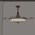 Modern Chandelier With Bronze Base White Fabric Shade And Circular Transparent Accents