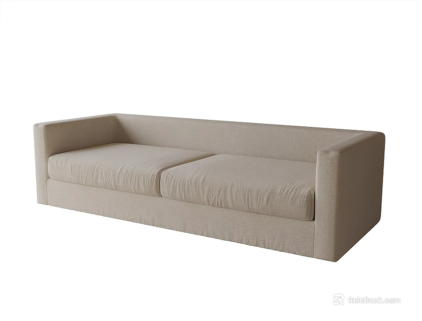 Modern Beige Two Seater Sofa With Upholstered Fabric And Simple Design 3d model