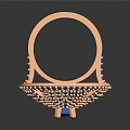 Elegant Orange Metal Ring With Blue Gemstone Center And Decorative Blue Stones