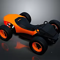 Sporty Orange Go Kart With Black Seats And Four Wheels Modern Design