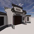 At the gate of the ancient building 3d model