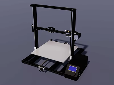 Industrial 3D Printer With Black Frame White Printing Platform And Blue Screen Control Panel 3d model