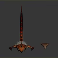 Fantasy Lizard Character In Red Orange Armor With Flaming Staff And Scaly Texture