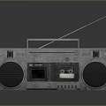 Vintage Silver Boombox With Cassette Player Speakers Antenna And Metal Design