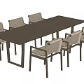 Rectangular Outdoor Table Set with Woven Chairs and Wooden Top for Garden Patio Use