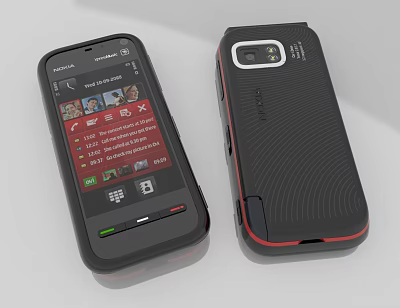 Nokia Classic Feature Phones With Contact Screen And Textured Red Edge Back Design 3d model