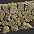 Moss Covered Stone Building Exterior Wall With Natural Rustic Texture Design 3d model