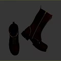 Stylish Red High Top Boots With Yellow Stitching And Dark Soles