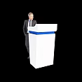 White Functional Desk With Blue Accent For Standing Speech Presentation Use 3d model