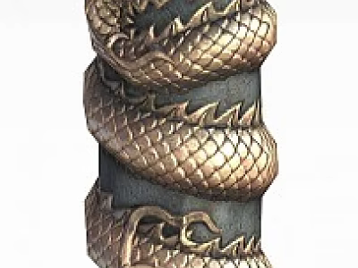 Tall Ornate Carved Column with Coiled Dragon Design Intricate Patterns and Decorative Borders 3d model