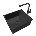 Modern Stainless Steel Kitchen Sink with Faucet and Dark Countertop Design
