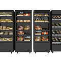 Stainless Steel Commercial Display Refrigerators with Glass Doors Stocked with Packaged Foods