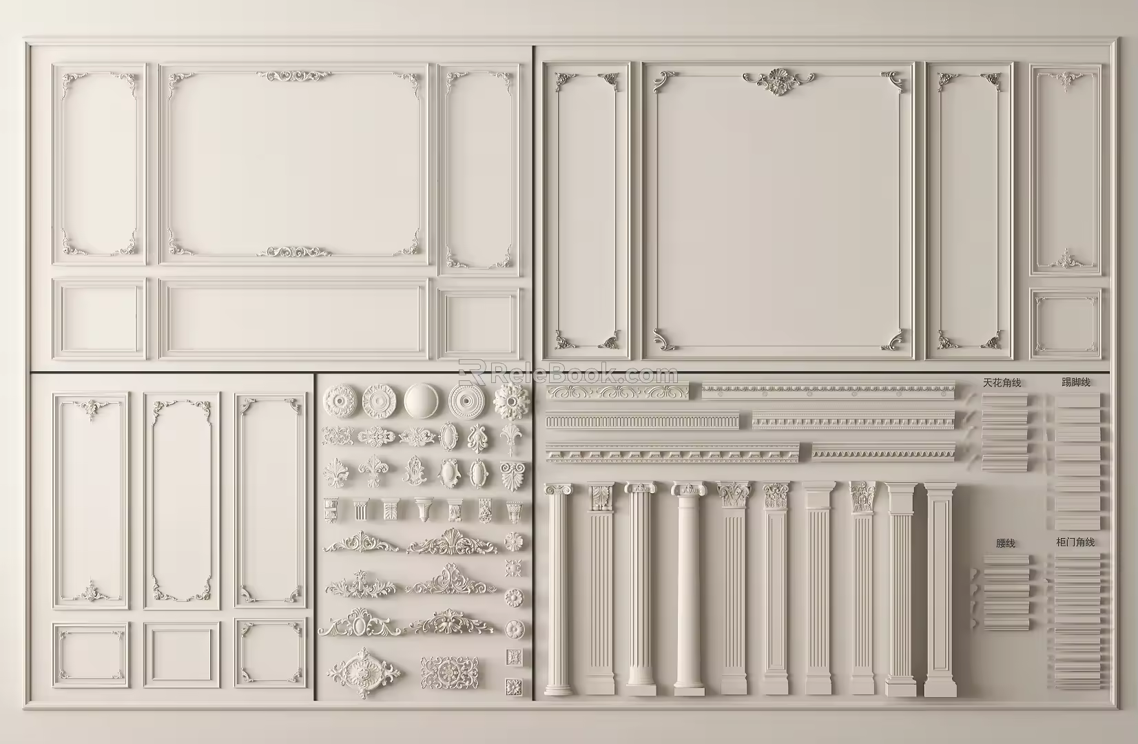 French gypsum line gypsum line background wall ceiling corner line skirting line ground foot line cornice line gypsum spline line shade corner line decorative line 3d model