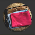 Colorful Fabrics With Soft Textures Stacked On Woven Mats Black Background
