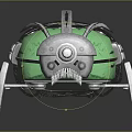3D Rendered Green Segmented Creature Character With Patterned Body Metallic Head And Multiple Legs
