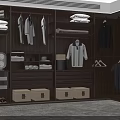 Spacious Modern Wardrobe Interior With Hanging Clothes Shelves Drawers And Storage Boxes