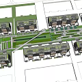 Modern Residential Landscape Design With Green Roofs Trees And Courtyard Areas