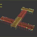 Cross Shaped Wooden Pontoon Bridge Structure With Piers And Wooden Railings
