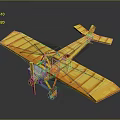 Vintage Yellow Biplane Model Toy With Classic Wing Design And Detailed Features