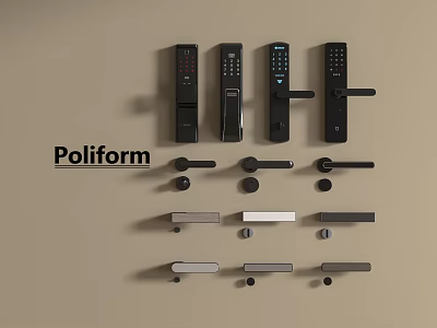 Poliform Various Door Locks And Handles With Modern Design And Black Hardware 3d model