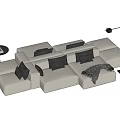 Stylish White Modular Sectional Sofa with Black Cushions Throw Blanket Side Table and Floor Lamp
