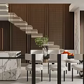Modern Living Dining Room Interior With White Sofa Blue Armchair And Black White Striped Rug