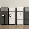 Modern Refrigerators and Freezers in White and Gray Colors Displayed Side by Side
