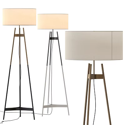 Modern Floor Lamps With Metal Wood Frames And Fabric Shades For Home Decor 3d model