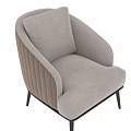 Modern Leisure Chair With Light Beige Upholstery And Vertical Tufted Sides On Slim Black Legs