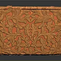 Orange Intricately Carved Decorative Ornament Set With Floral And Leaf Patterns