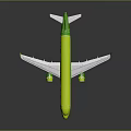 Green and Yellow Airplane Model Featuring Detailed Exterior and Smooth Shiny Finish