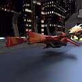 Red Futuristic Car With Sleek Design In Night City And Flames