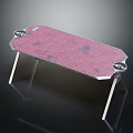 Modern Red Textured Tabletop With Metal Frame And Decorative Angular Edge Details 3d model