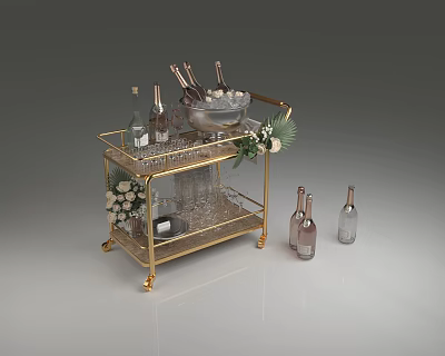 Modern Cart Champagne Cart 3d model Modern Cart Champagne Cart 3d model