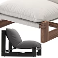 Modern Single Sofa Featuring Light Gray Cushion Wooden Frame And Dark Gray Option