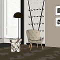 Modern Leisure Chair Side Table Floor Lamp Leisure Chair 3d model