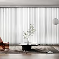 White Sheer Curtains in Modern Interior with Orange Chair Black Table Floor Lamp and Plant