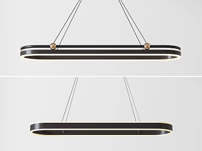 Modern Black Ring Shaped Chandelier With Golden Accents And Warm Illumination 3d model