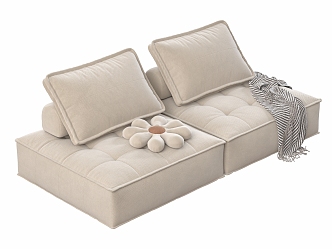 Modern cream style double sofa 3d model