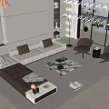 Modern Minotti Sofa Coffee Table Combination 3d model