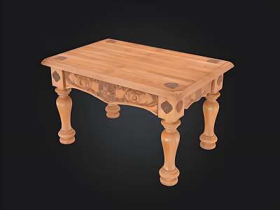Classic Wooden Table Crafted With Intricate Carved Details And Ornate Legs Design 3d model
