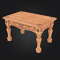 Classic Wooden Table Crafted With Intricate Carved Details And Ornate Legs Design