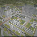 Modern Industrial Factory Building With Multi Storey Green Roof And Surrounding Landscape