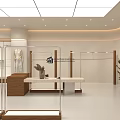Modern Retail Showroom Interior With Logo Mannequin Dress Windows Plants And Lighting