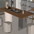 Log wind tea table and chair 3d model