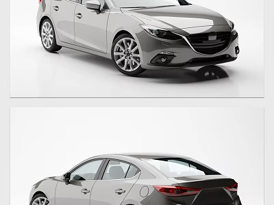 Silver Modern Sedan With Streamlined Body Alloy Wheels And LED Lights 3d model